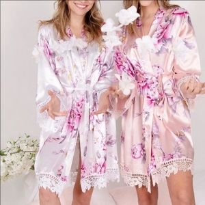 Floral Peach/Champagne Lace Robe | OS